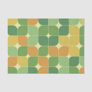 Mid century abstract pattern green orange  tissue paper