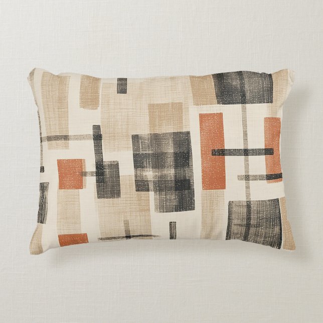Mid Century Abstract Plaid Accent Pillow (Front)