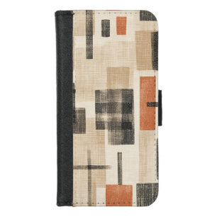Mid Century Abstract Plaid iPhone 8/7 Wallet Case