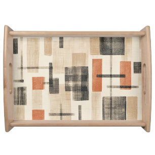 Mid Century Abstract Plaid Serving Tray