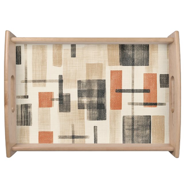 Mid Century Abstract Plaid Serving Tray (Front)