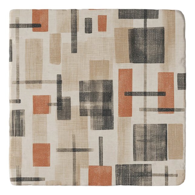 Mid Century Abstract Plaid Trivet (Front)