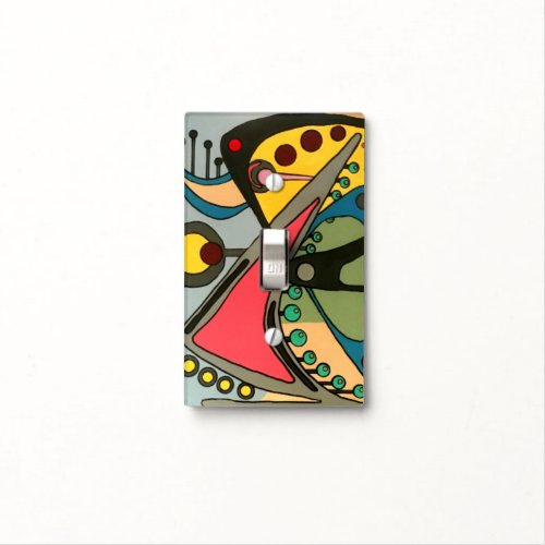 Mid_Century Abstract Talking Man painting on a Light Switch Cover