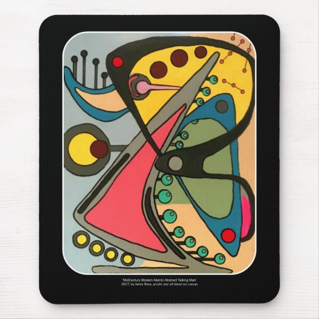 Mid-Century Abstract Talking Man painting on a Mouse Pad (Front)