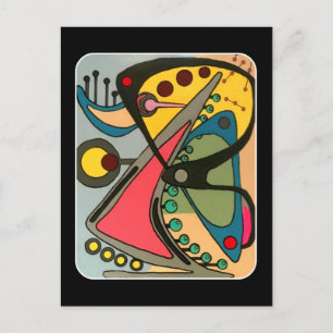 Mid-Century Abstract Talking Man painting on a Postcard