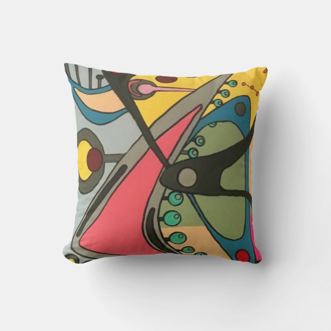 Mid-Century Abstract Talking Man painting on a Throw Pillow (Front)