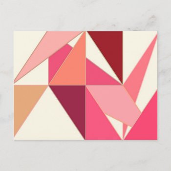 Mid Century Abstract  Triangles - Coral  Beige Postcard by Floridity at Zazzle