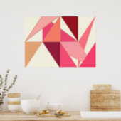 Mid Century Abstract, Triangles - Coral, Beige Poster (Kitchen)