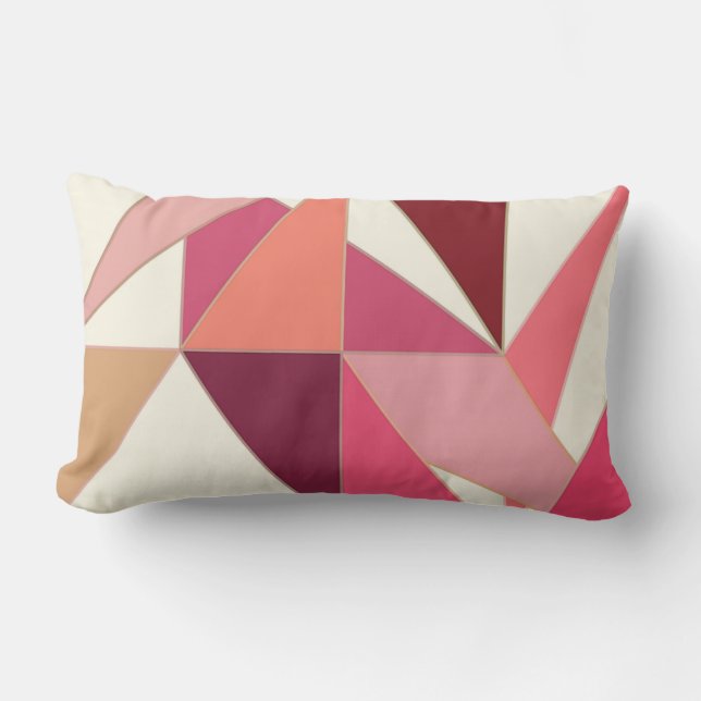 Mid Century Abstract - Triangles, Shell Pink Lumbar Pillow (Front)