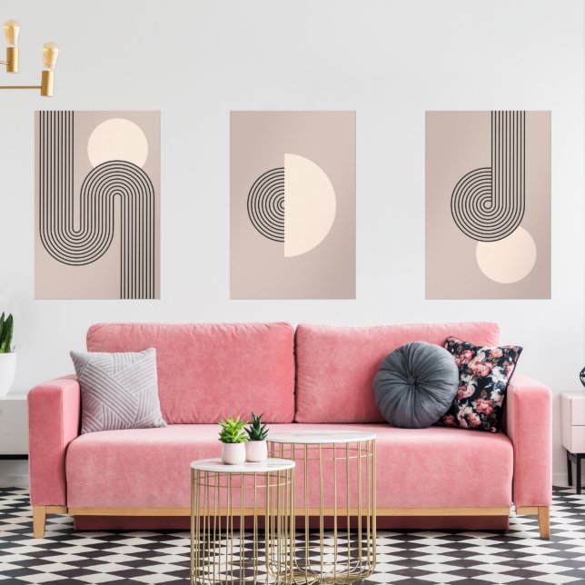 Mid-Century Abstract  Wall Art Sets (Livingroom)