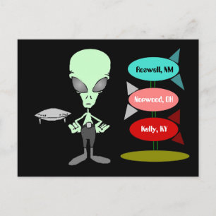Mid-Century Alien UFO Sighting Hot-spots Postcard