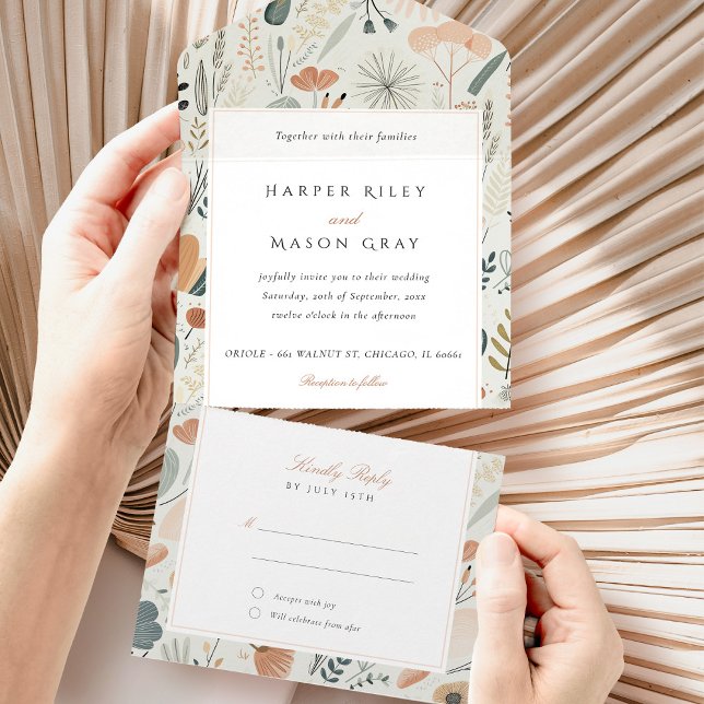 Mid-Century All-in-One Tear-Away RSVP All In One Invitation (Creator Uploaded)