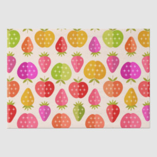 Mid century apples and strawberries colorful tissue paper