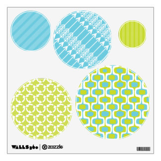 Mid-Century Aqua and Chartreuse Retro Pattern Wall Decal