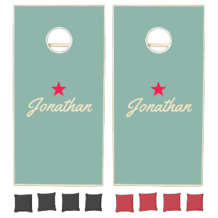 Mid-Century Aqua Reef Vintage Star Signature Cornhole Set