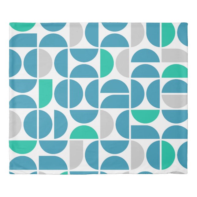 Mid Century Aquatic Tiles Duvet Cover (Front)