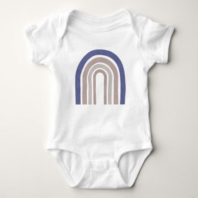 Mid Century Arches - Blue and Beige Baby Bodysuit (Front)