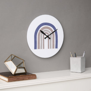 Mid Century Arches - Blue and Beige Large Clock