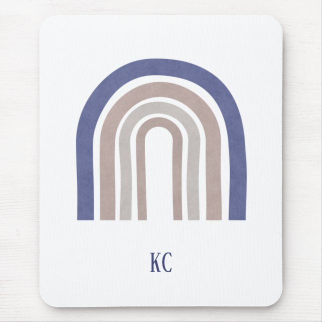 Mid Century Arches - Blue and Beige Mouse Pad (Front)