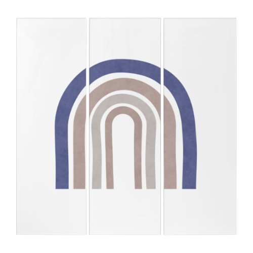 Mid Century Arches _ Blue and Beige Triptych