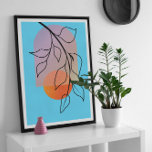 Mid Century Art Deco,  Faux Canvas Print<br><div class="desc">This abstract landscape print features a Scandinavian, mid-century, boho style design with a stylized plant in a pot and a window overlooking a beautiful blue sky with the sun shining through. The minimalist design is perfect for adding a touch of modern sophistication to any room in your home or office....</div>