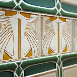 Mid-Century Art Nouveau Symmetry Orange Ceramic Tile<br><div class="desc">This exquisite mid-century modern ceramic tile is a loving homage to the time-honored Arts and Crafts movement. Expertly crafted, it features abstract symmetrical shapes and imitates the captivating allure of mid-century modern faux relief tiles. The symmetrical designs echo a harmonious balance, the ideal expression of abstract aesthetics of mid-century modernism...</div>