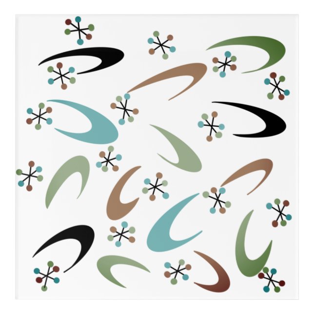 Mid-Century Atomic Acrylic Wall Art (Front)