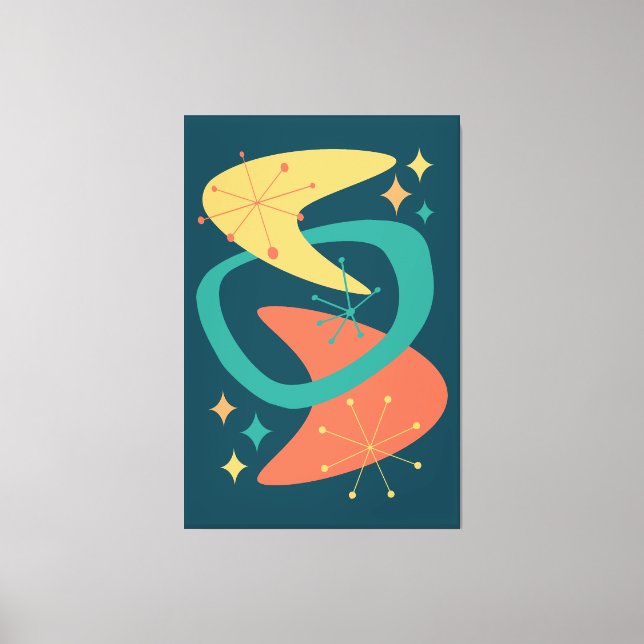 Mid Century Atomic Age 7 Charcoal Canvas Print (Front)