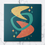 Mid Century Atomic Age 7 Charcoal Ceramic Tile<br><div class="desc">Have fun with this Mid Century Modern inspired illustration. Colorful abstract shapes,  boomerang and starburst. Perfect for vintage and retro style lovers.</div>