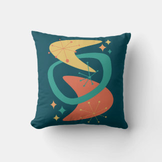 Mid Century Atomic Age 7 Charcoal Throw Pillow