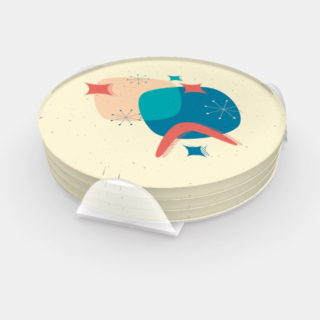 Mid-Century Atomic Age Abstract 17 Coaster Set (Set)