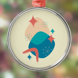 Mid-Century Atomic Age Abstract 17 Metal Ornament