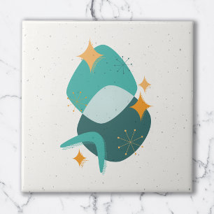 Mid-Century Atomic Age Abstract 17 Throw Pillow Ceramic Tile