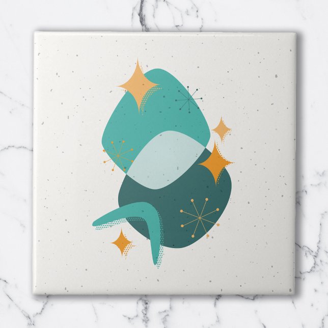 Mid-Century Atomic Age Abstract 17 Throw Pillow Ceramic Tile (Creator Uploaded)