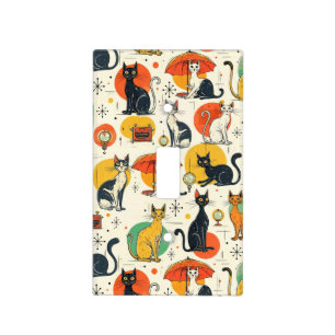 Mid-Century Atomic Age Cats Retro Pattern Light Switch Cover