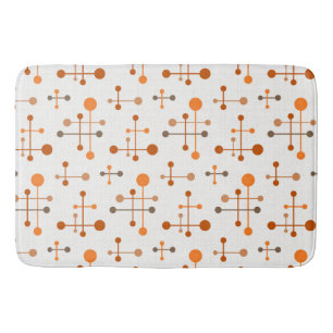Mid Century Atomic Age Pattern 36 Orange, Brown Bath Mat