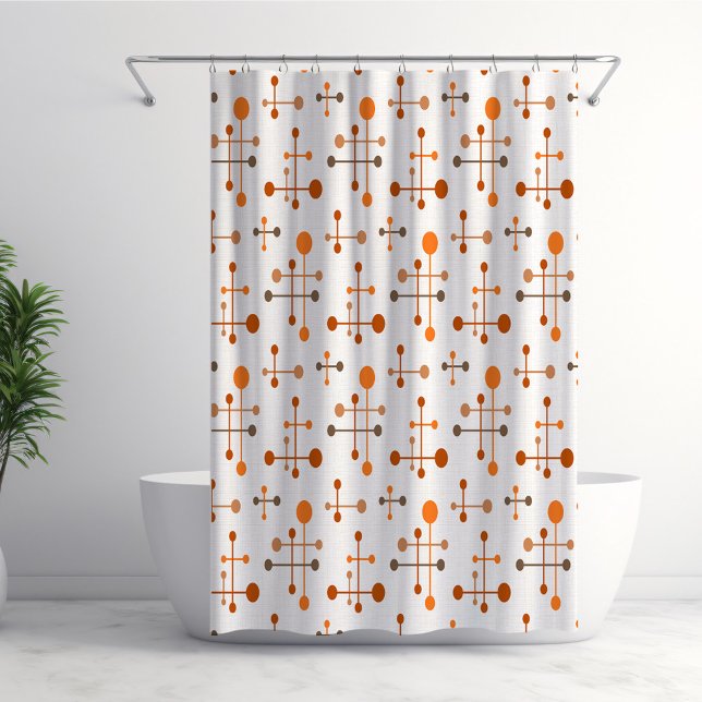 Mid Century Atomic Age Pattern 36 Orange, Brown Shower Curtain (Creator Uploaded)