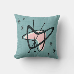 Mid Century Atomic Boomerangs and Starbursts Throw Pillow