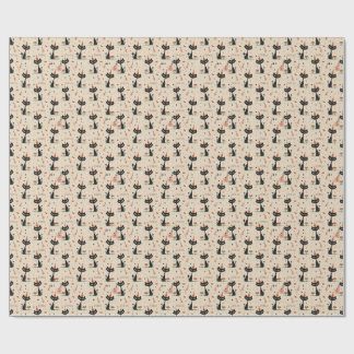Mid-Century Atomic Cat Birthday Pattern Wrapping Paper