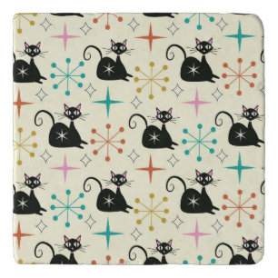 Mid Century Atomic Cat with Starbursts Trivet