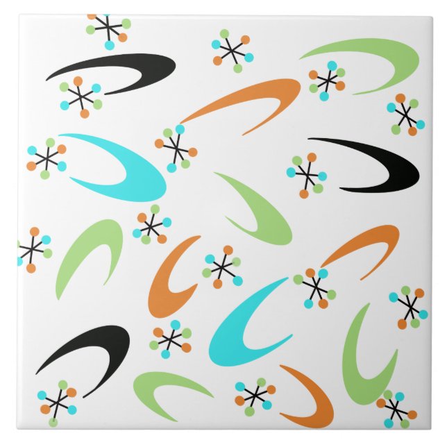 Mid-Century Atomic Ceramic Tile (Front)