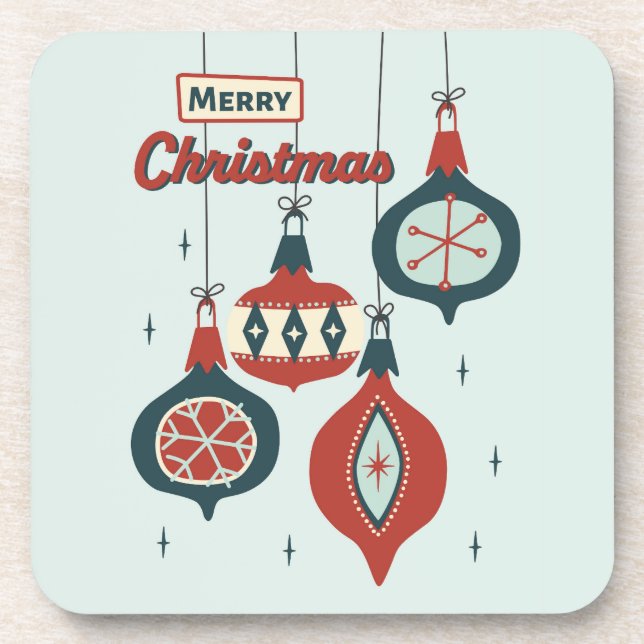 Mid-Century Atomic Christmas Beverage Coaster (Front)