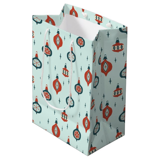 Mid-Century Atomic Christmas Medium Gift Bag (Front Angled)