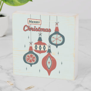 Mid-Century Atomic Christmas Wooden Box Sign