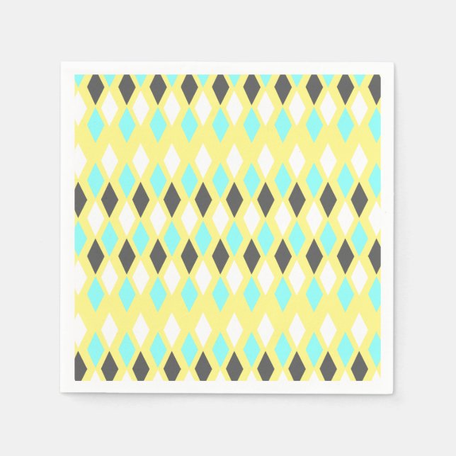 Mid-Century Atomic Diamonds on Yellow Napkins (Front)