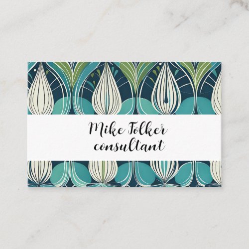 Mid Century Atomic Drops Blue Green Pattern Business Card