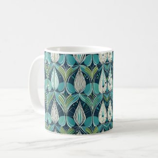 Mid Century Atomic Drops Blue Green Pattern