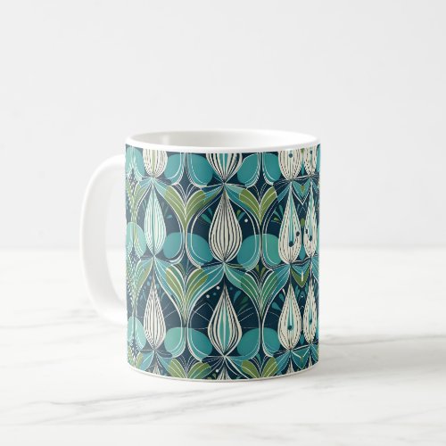 Mid Century Atomic Drops Blue Green Pattern Coffee Mug