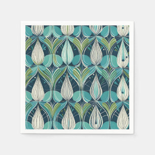 Mid Century Atomic Drops Blue Green Pattern Napkins