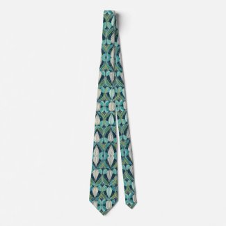 Mid Century Atomic Drops Blue Green Pattern